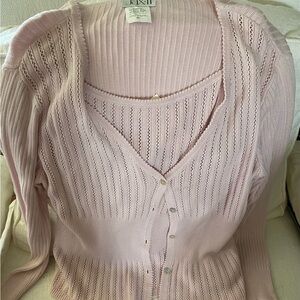 Jax Pale Pink Knit Cardigan and Tank Set